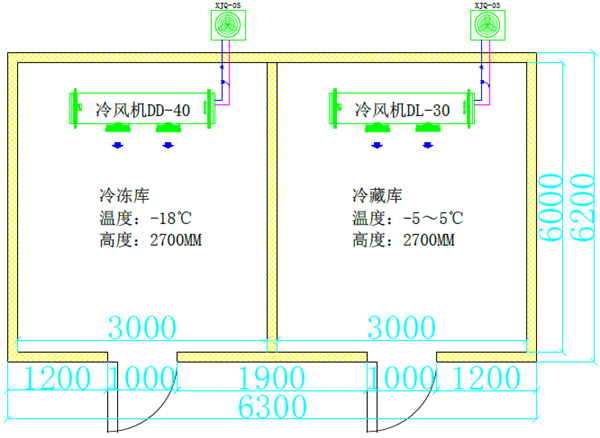 100立方双温冷库平面图.png